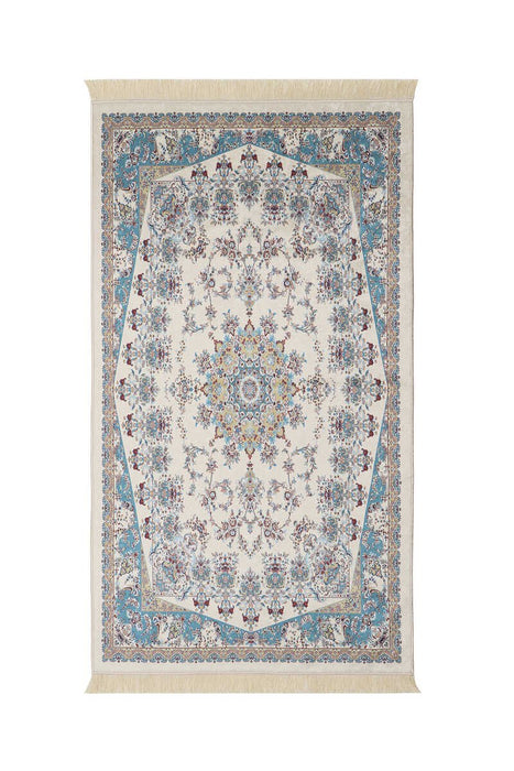 Bursa Ipek | Ecru Velvet Carpet Prayer Rug