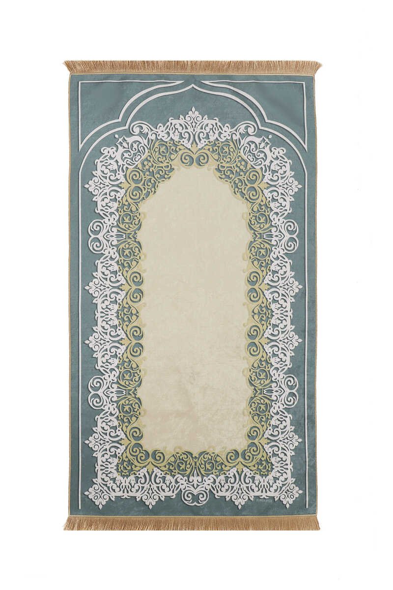 Bursa Ipek | Green Velvet Carpet Prayer Rug New