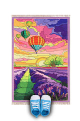 Bursa Ipek | Lilac Balloons Velvet Children's Prayer Mat and Play Mat