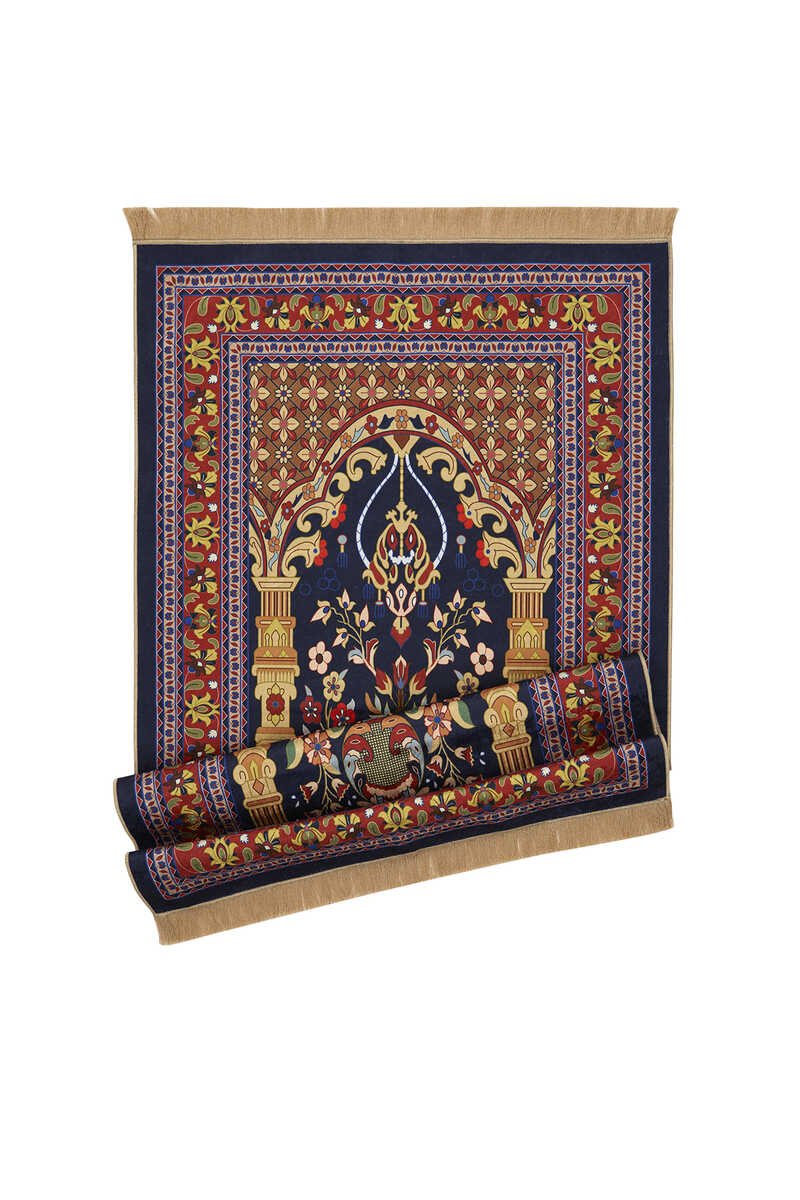 Bursa Ipek | Navy Blue Velvet Carpet Prayer Rug