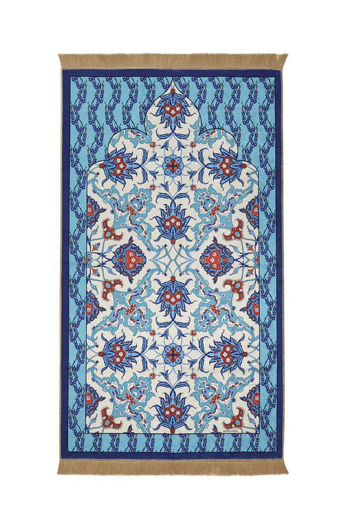 Bursa Ipek | Navy Blue Velvet Carpet Prayer Rug Bursa Ipek Prayer Rug