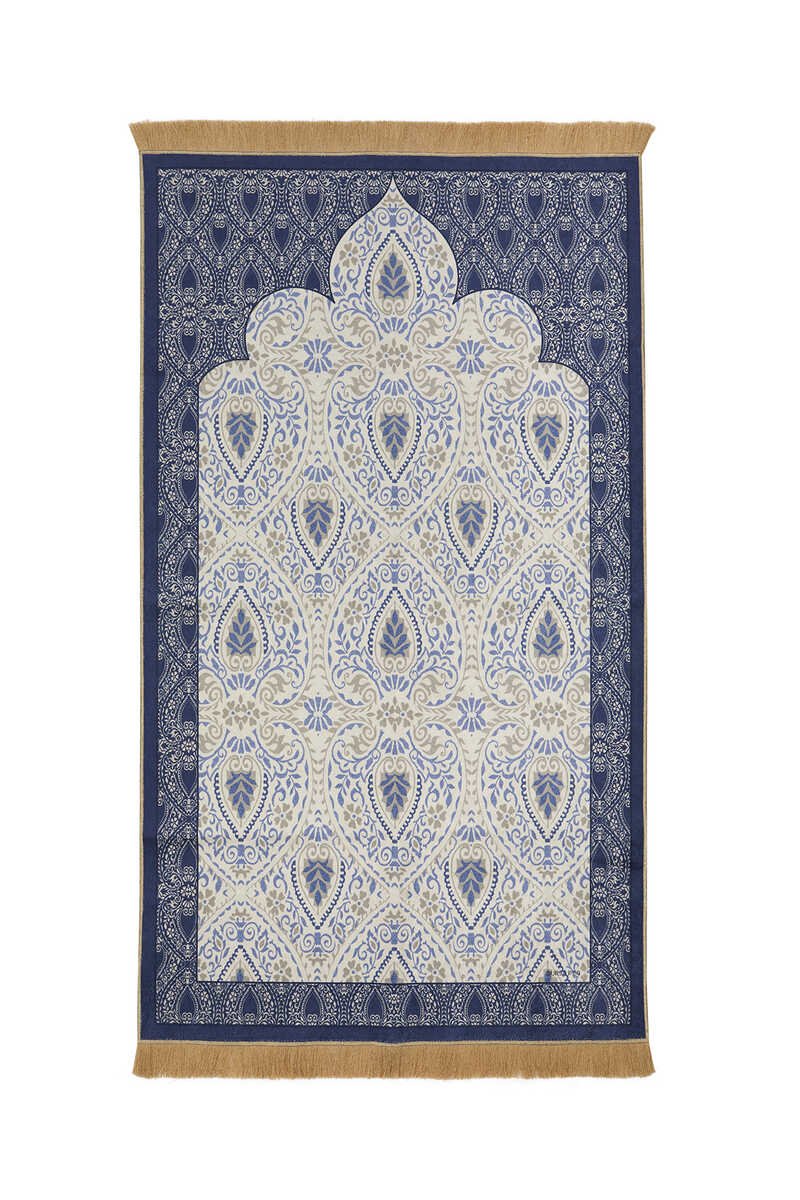 Bursa Ipek | Navy Blue Velvet Carpet Prayer Rug