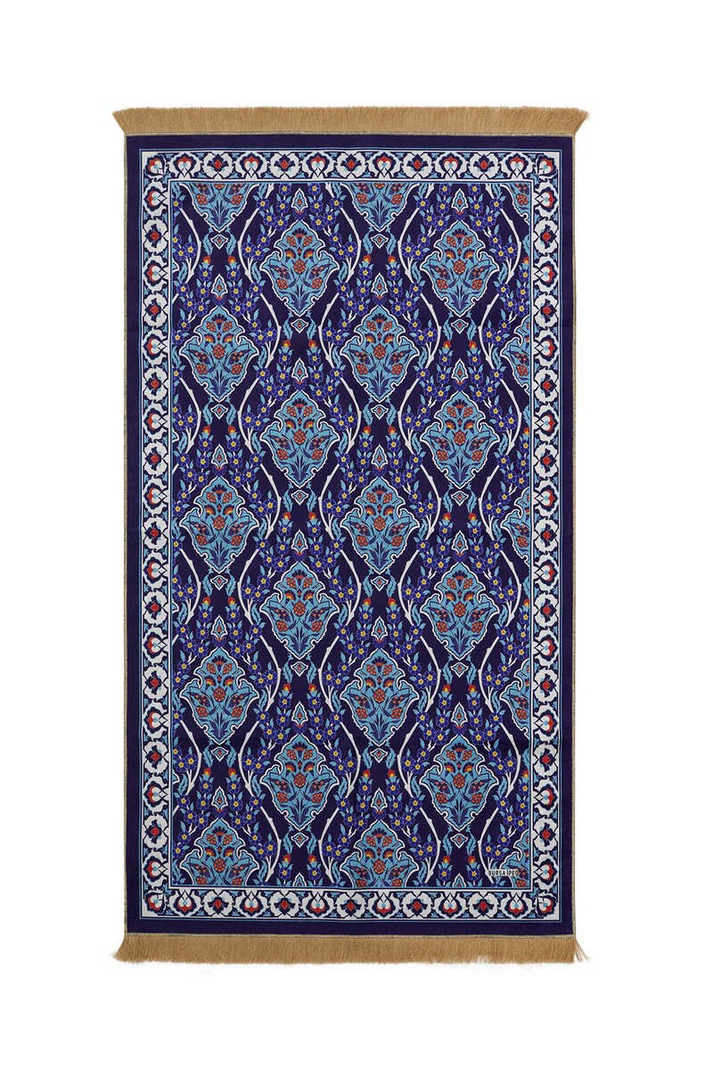 Bursa Ipek | Navy Blue Velvet Carpet Prayer Rug