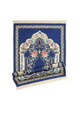 Bursa Ipek | Navy Blue Velvet Carpet Prayer Rug