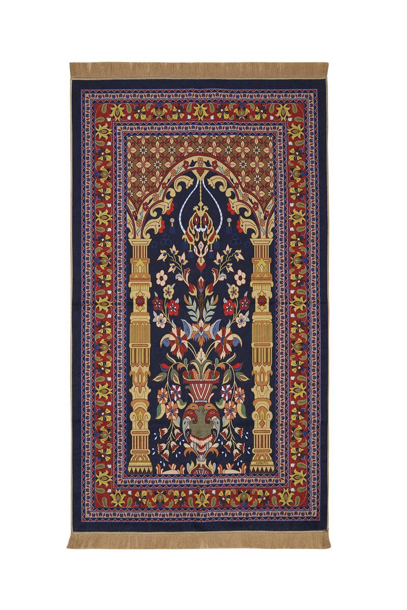 Bursa Ipek | Navy Blue Velvet Carpet Prayer Rug