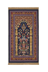 Bursa Ipek | Navy Blue Velvet Carpet Prayer Rug