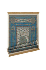 Bursa Ipek | Petrol Blue Velvet Carpet Prayer Rug