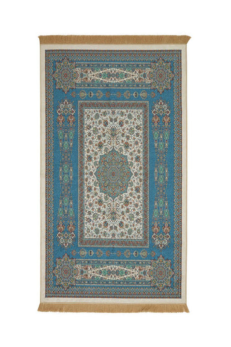 Bursa Ipek | Petrol Blue Velvet Carpet Prayer Rug