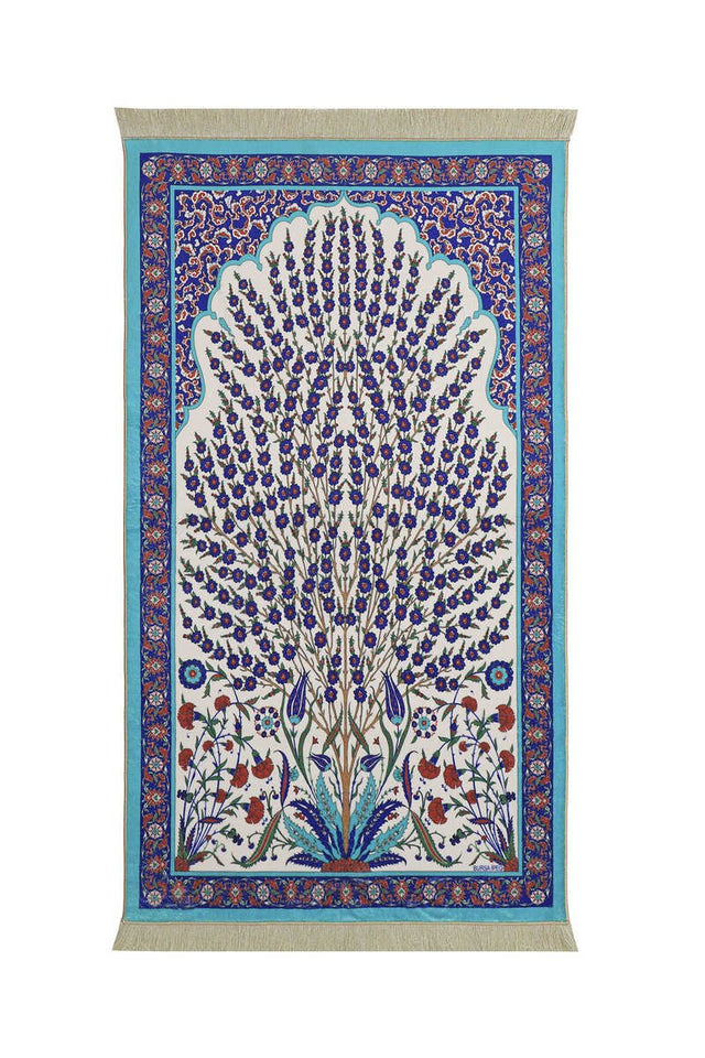 Bursa Ipek | Turquoise Bamboo Carpet Prayer Rug