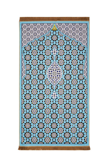 Bursa Ipek | Turquoise Velvet Carpet Prayer Rug