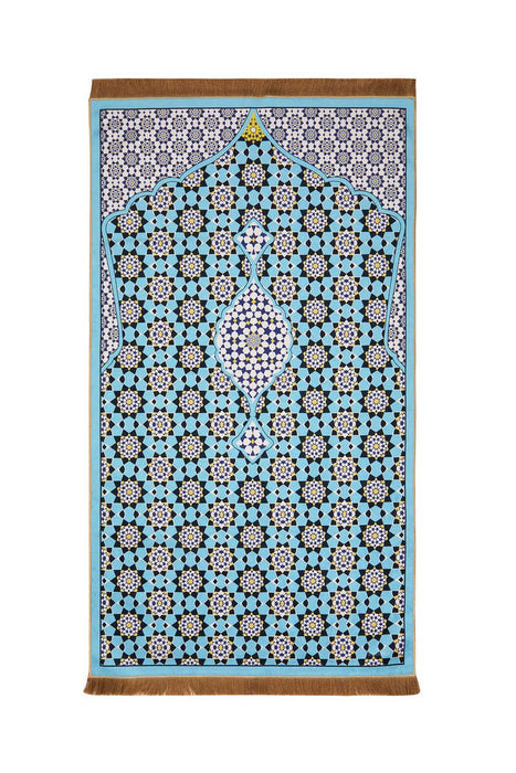 Bursa Ipek | Turquoise Velvet Carpet Prayer Rug Bursa Ipek Prayer Rug
