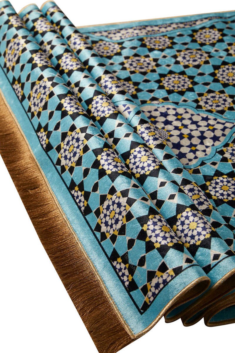 Bursa Ipek | Turquoise Velvet Carpet Prayer Rug