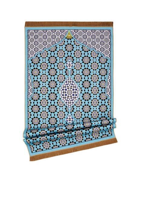 Bursa Ipek | Turquoise Velvet Carpet Prayer Rug