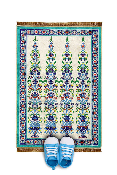 Bursa Ipek | Water Green Velvet Children's Prayer Rug