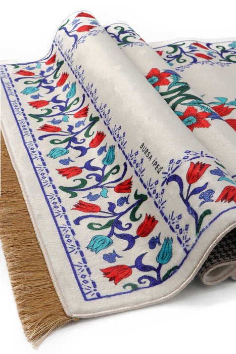Bursa Ipek | White Bamboo Carpet Prayer Rug