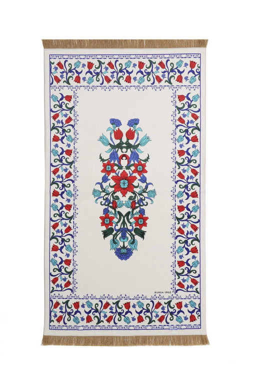 Bursa Ipek | White Bamboo Carpet Prayer Rug Bursa Ipek Prayer Rug