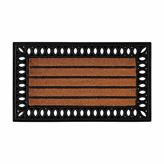 Cashmere Rug with Rubber-Edged Striped Coco Doormat Karaca Door Mats
