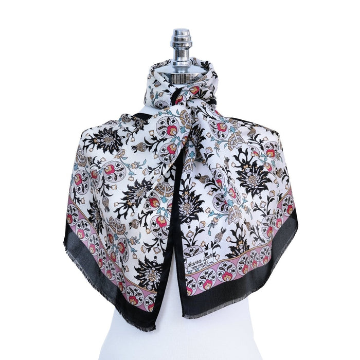 Cintemani Breathable Silk Scarf in Black and Rose Pink