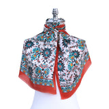 Cintemani Breathable Silk Scarf in Blood Red & Deep Sky Blue