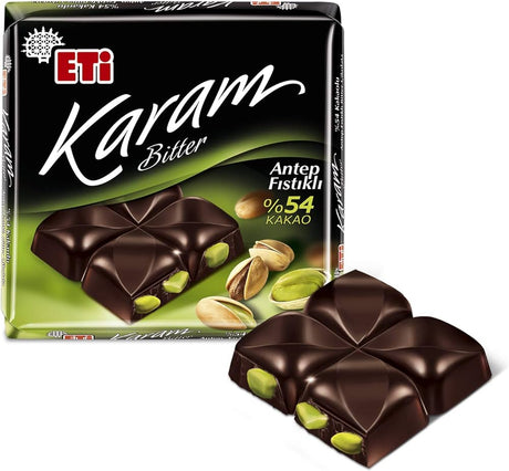 Eti Antep 54% Dark Pistachio Chocolate - 2pcs