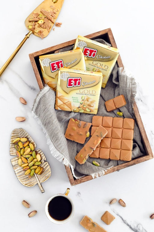 Eti Gold Caramelized Square Chocolate With Pistachios - 2pcs