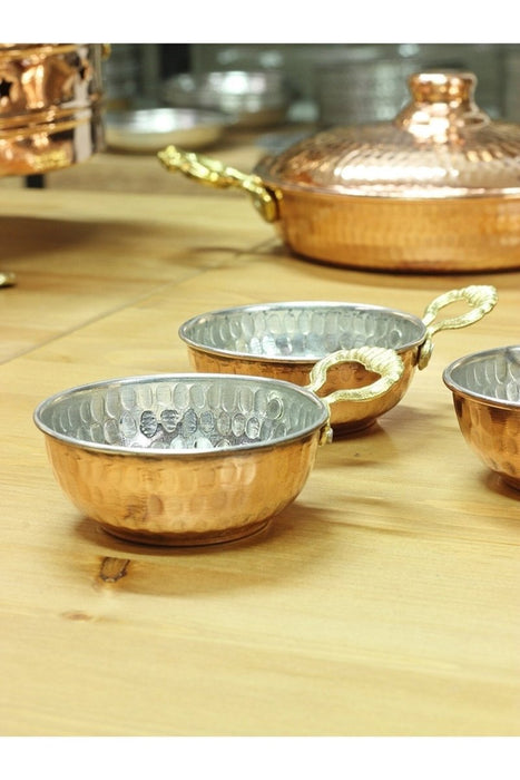 Gur Bakir | Handled Mini Red Copper Bowl - 4 Pieces (8.5cm) Gur Bakir Candy Bowl