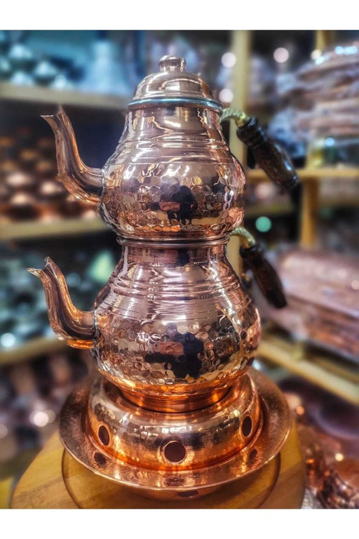 Gur Bakir | Thick Classic Copper Teapot with Heater for 4 - 6 Persons Gur Bakir Coffee & Tea Pots