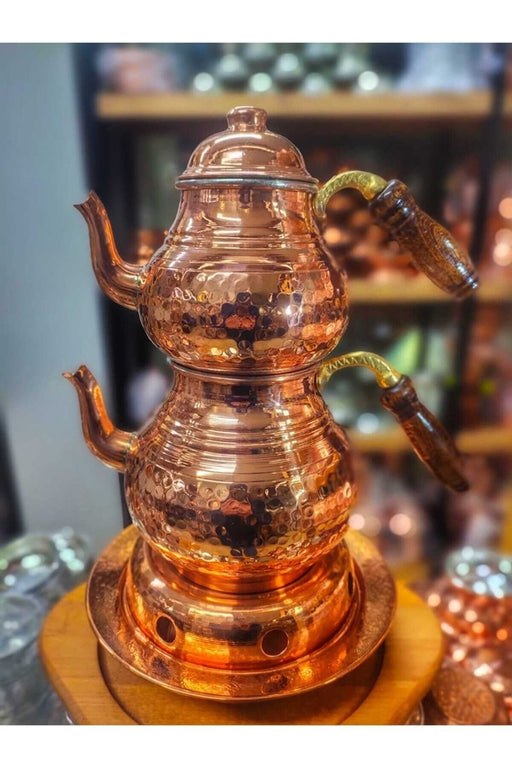 Gur Bakir | Thick Classic Copper Teapot with Heater for 4 - 6 Persons