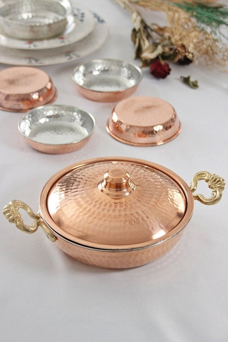 Gur Bakir | Thick Copper Pan with Copper Lid (18cm)