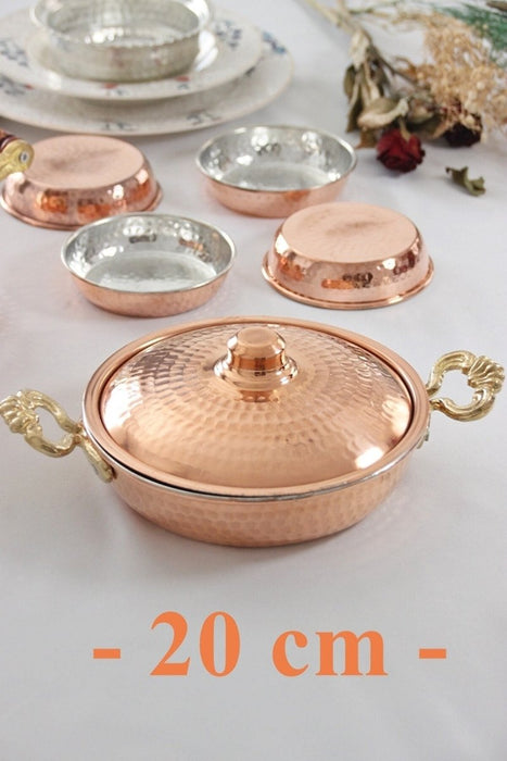 Gur Bakir | Thick Copper Pan with Copper Lid (20cm) Gur Bakir Saucepans