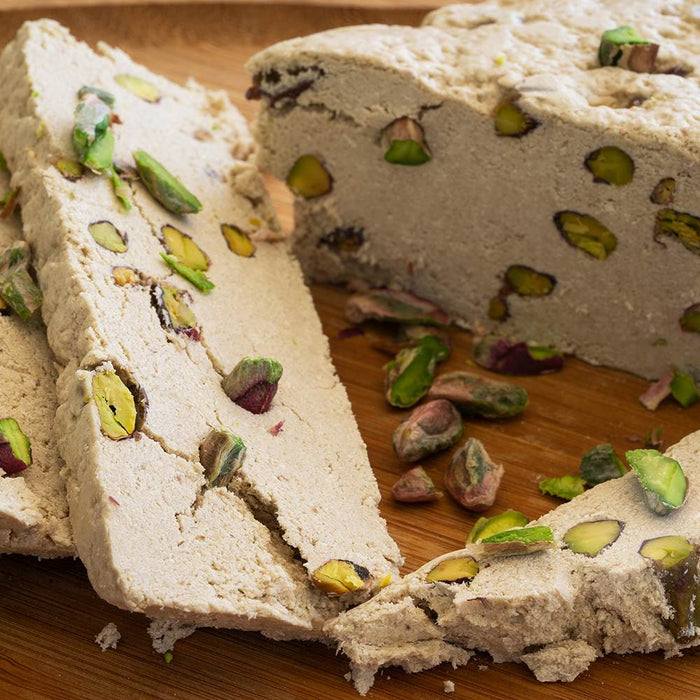 Haci Bekir Halva with Pistachio - Made from Local Sesame Seeds - Gluten-Free and Vegan