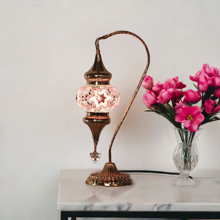 HND Handicraft | Handmade Copper Swan Neck Mosaic Lamp