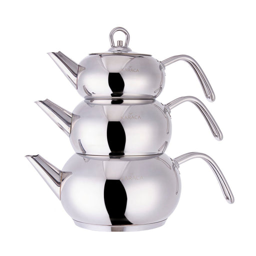 Karaca Authentic Retro Enamel Anthracite Teapot Kettle Set