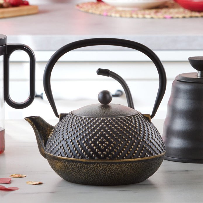 Karaca Cast Iron Teapot in Dark Gold