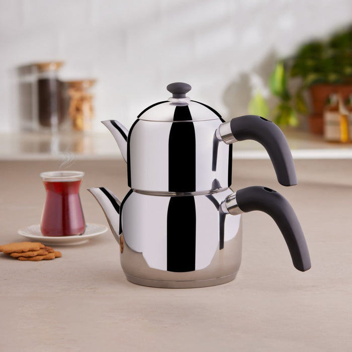 Karaca Edge Mini Induction Base Black Tea Set Karaca Coffee & Tea Pots