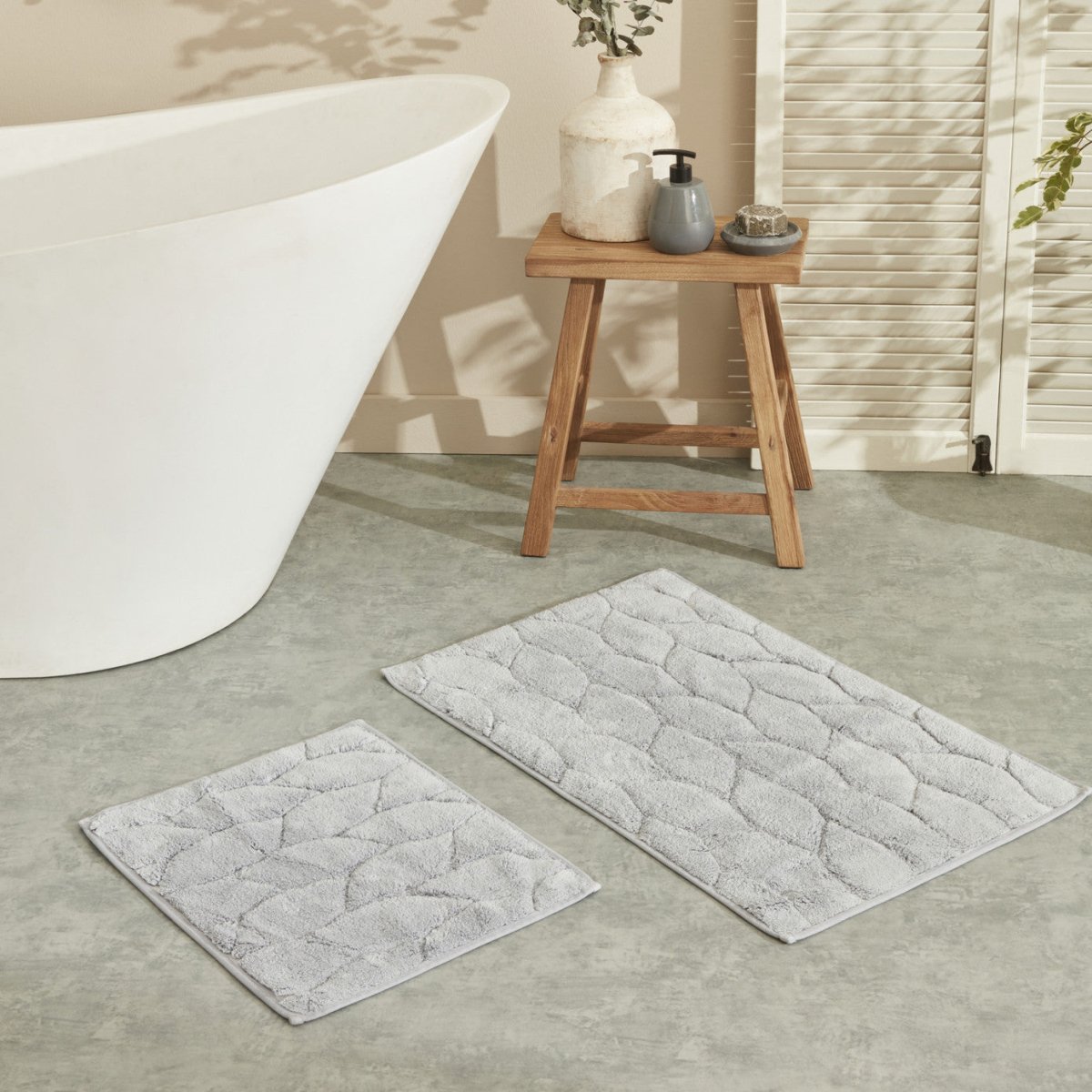 KARACA Cotton Bath Mats for Bathroom Floor Milly Bathroom Mats Set