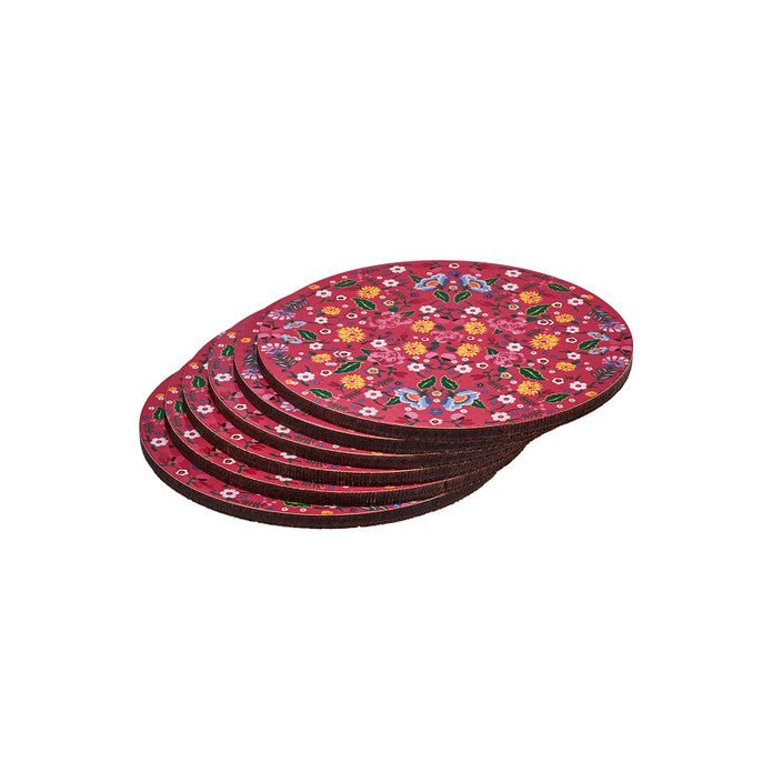 Karaca Pink Flower 6-Piece Coaster Set