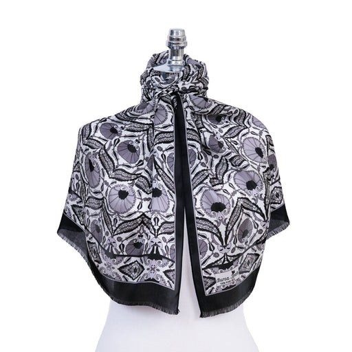 Karanfil Elegant Silk Scarf in Black & Gray