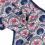 Karanfil Elegant Silk Scarf in Black, Orange & Blue