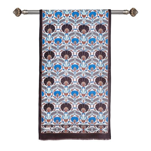 Karanfil Elegant Silk Scarf in Brown & Blue