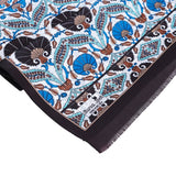 Karanfil Elegant Silk Scarf in Brown & Blue