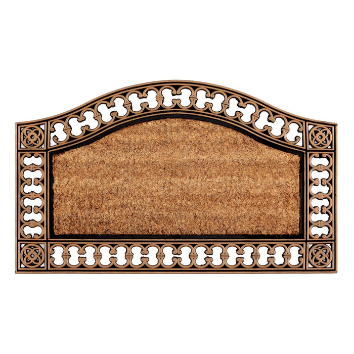 Kashmiri Rug with Round Gold-Edged Rubber Coco Doormat Karaca Door Mats