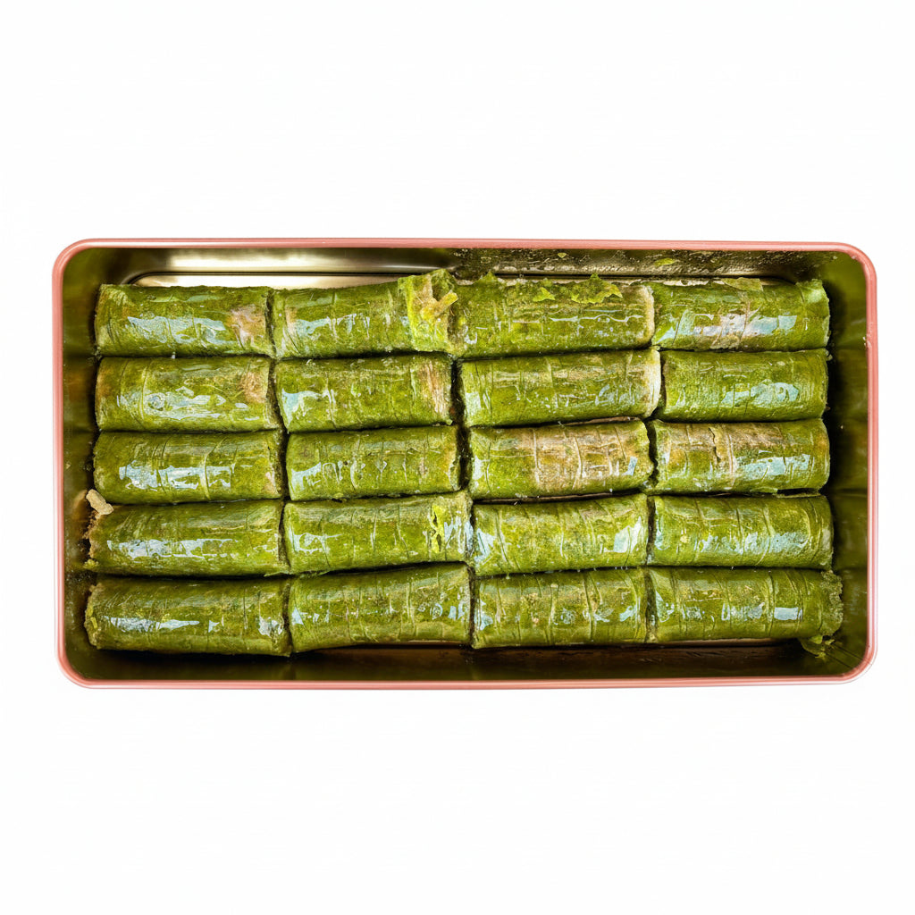 Koskeroglu | Antep Pistachio Sarma Baklava Rolls with Gift Metal Box - TryAladdin