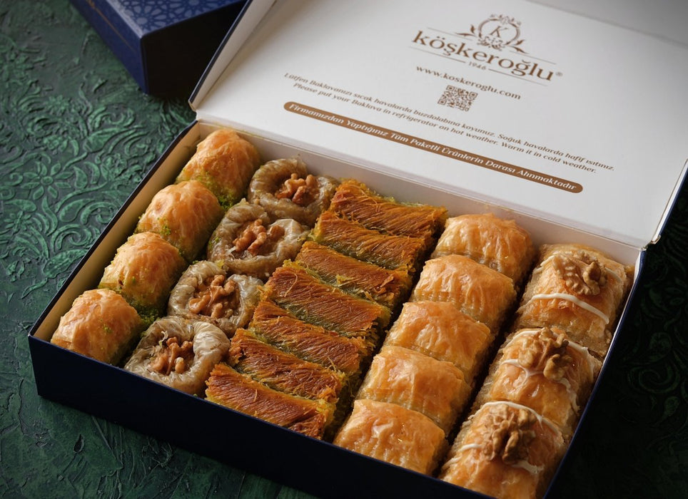 Koskeroglu | Assorted Pistachio and Walnut Baklava Koskeroglu Middle Eastern, Turkish Baklava