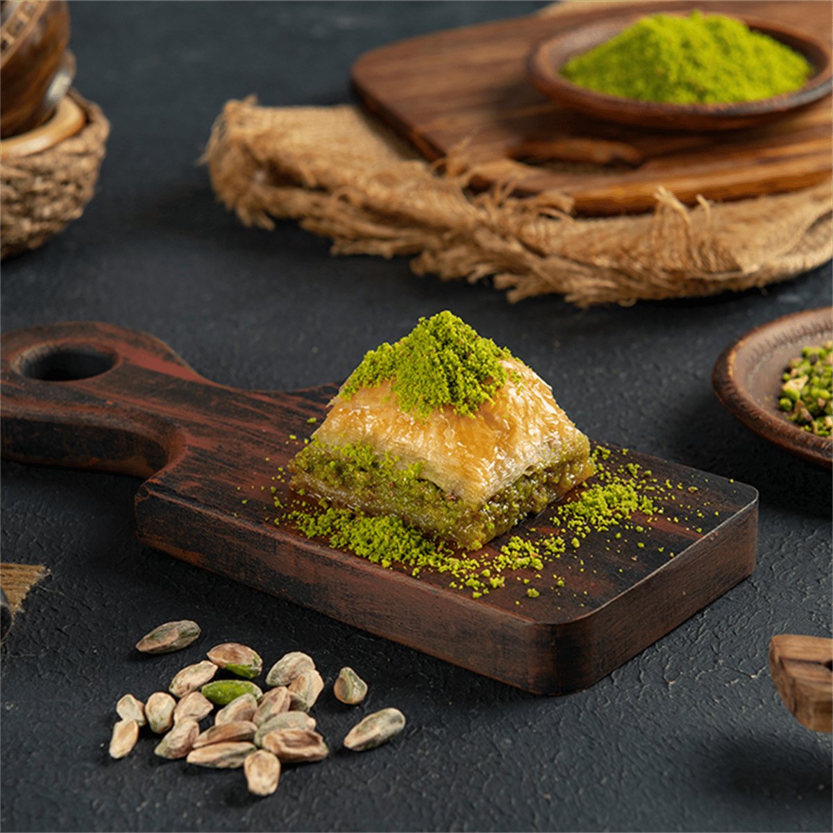 Koskeroglu | Square Baklava with Pistachio in Gift Metal Box