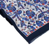 Lale Elegant Silk Scarf in Blue, Red & Cream