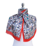 Lale Elegant Silk Scarf in Turquoise, Red & Blue