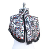 Lale Elegant Silk Scarf in White, Black & Orange