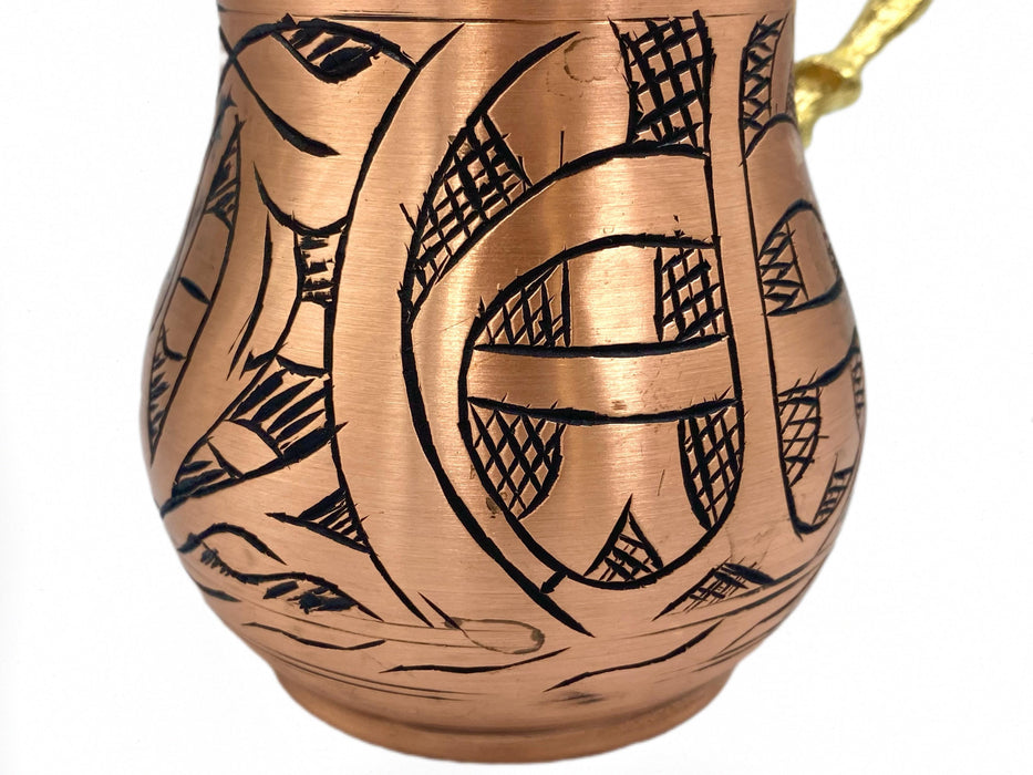 Lavina | Copper Cup with Black Line Pattern (10 cm)