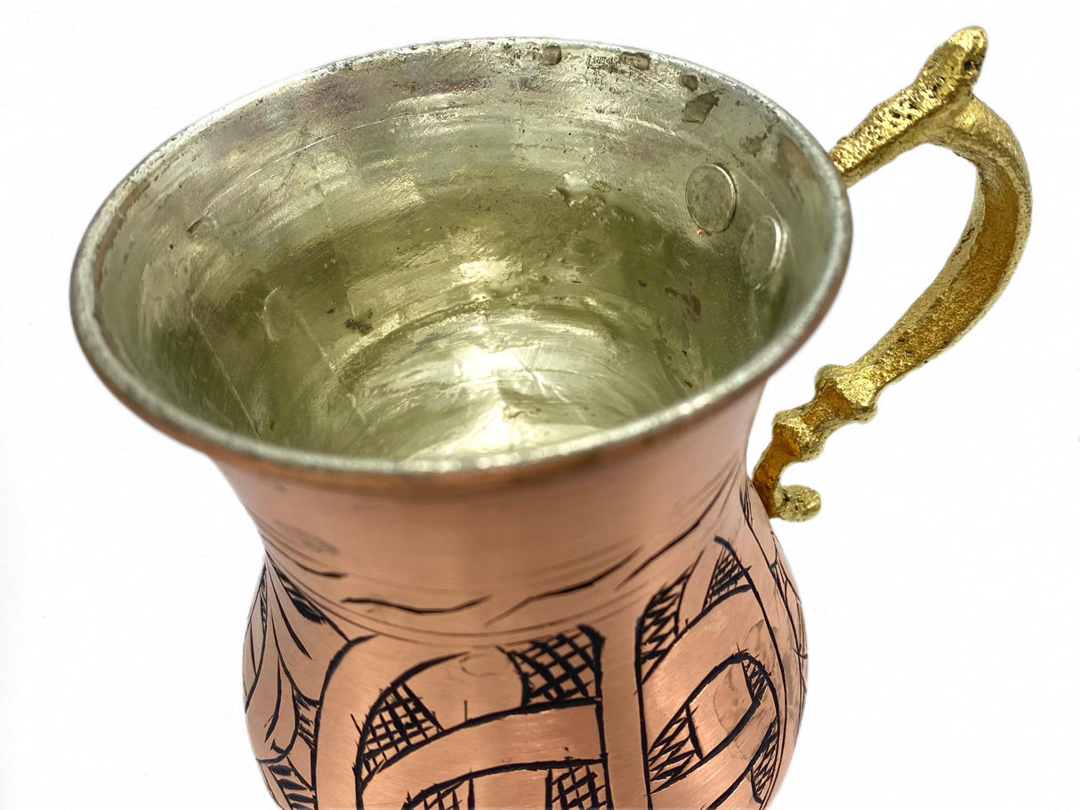 Lavina | Copper Cup with Black Line Pattern (10 cm)